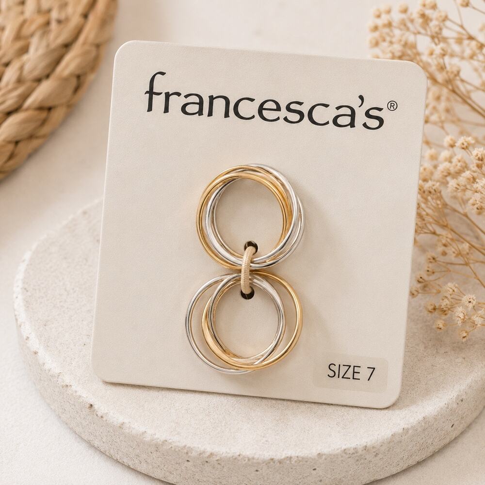 Francesca’s Multi Band Stacking Ring Set – Size 7 (Gold/Silver Mix)